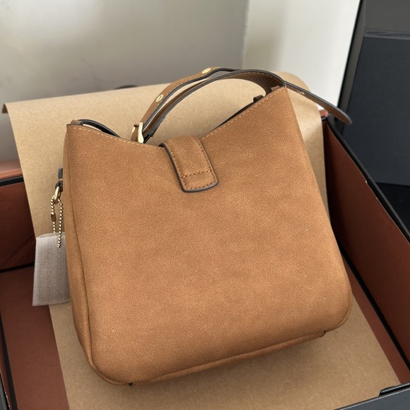 Coach Hadley Convertible Crossbody Bag Suede Brown CW004 - Picture 2 of 6